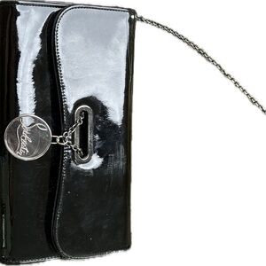 Christian Louboutin Black Patent Leather Riviera Clutch